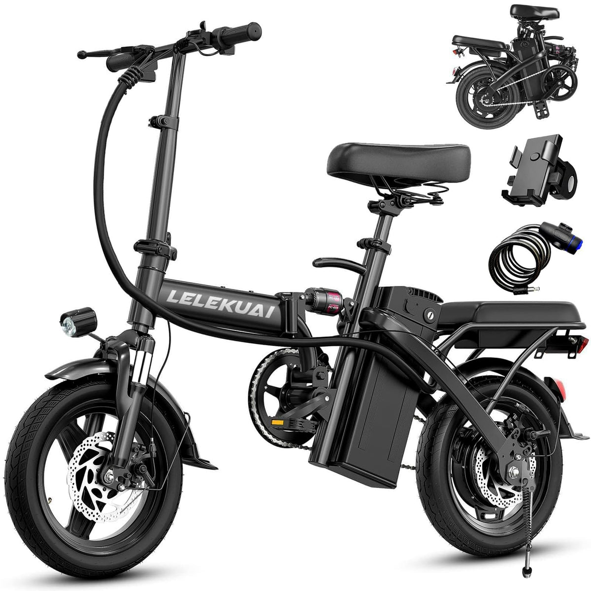 LELEKUAI for Adults, 1200W Peak Motor Commuter Ebike, 20-28MPH Speed