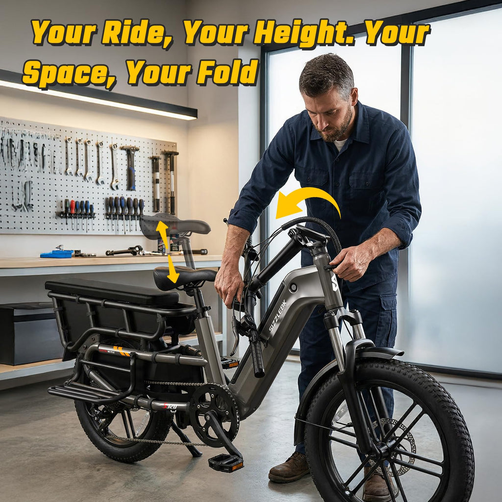 SISIGAD for Adults, 750W Motor, 20'' Fat Tire , Cargo