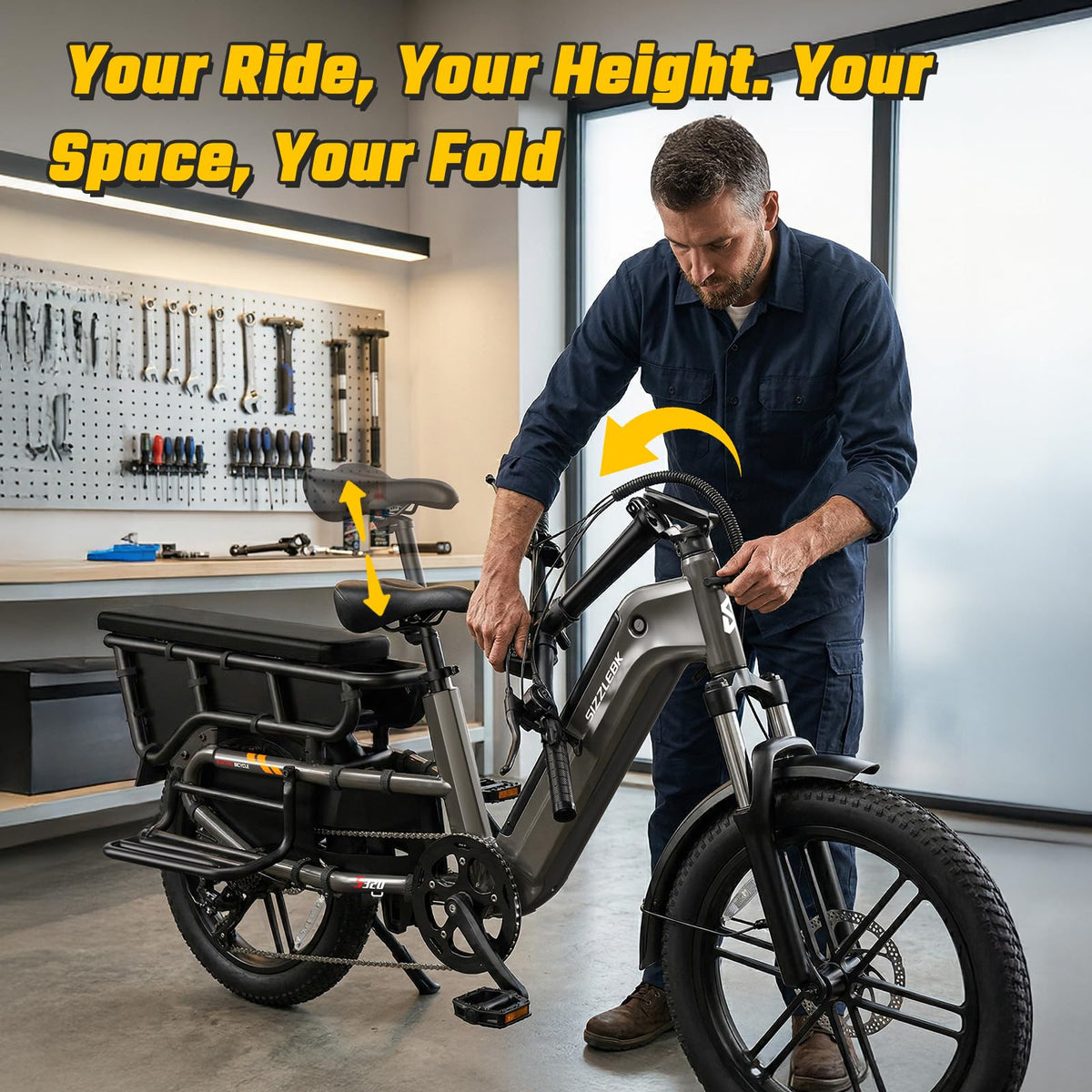 SISIGAD for Adults, 750W Motor, 20'' Fat Tire , Cargo