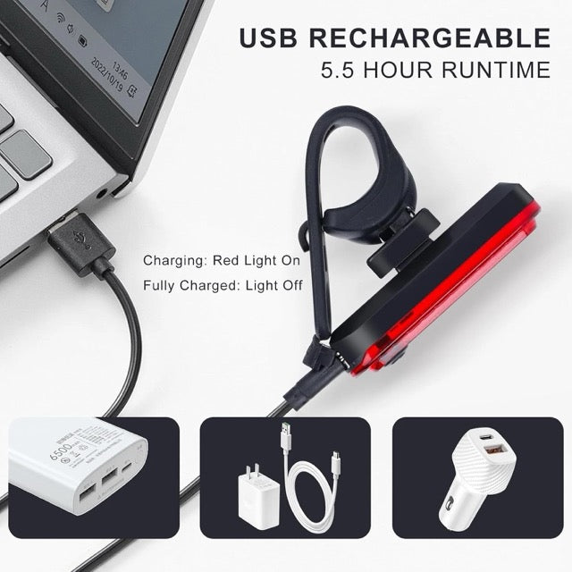 USB Rechargeable Bicycle Rear Lights for Skateboards Strollers and Wheelchairs