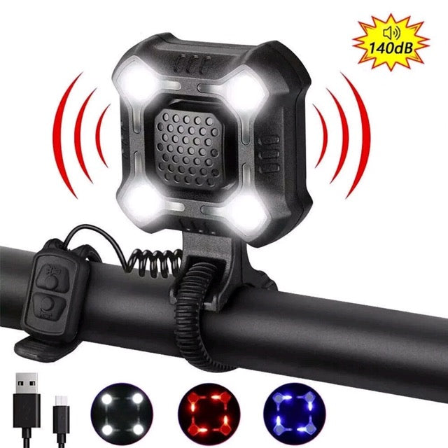 Bicycle Horn Bike Lighting Bicycle Horn 140dB Headlights Waterproof USB Charging
