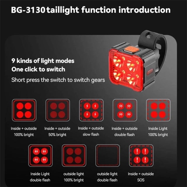 4PCS Rechargeable Bike Light Sets, Front and Rear LED Bicycle Lights