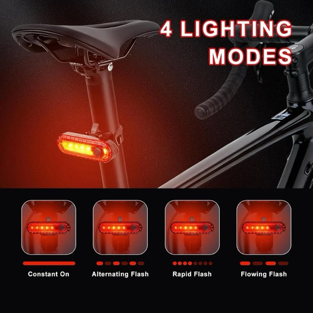 USB Rechargeable Bicycle Rear Lights for Skateboards Strollers and Wheelchairs