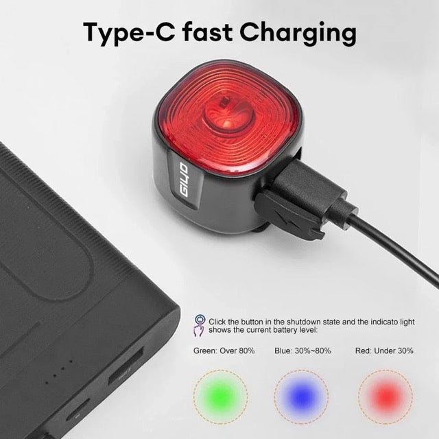 Mountain Bike Cycling LED Tail Light USB Rechargeable Bicycle Brake Rear Light