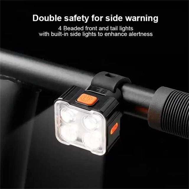 4PCS Rechargeable Bike Light Sets, Front and Rear LED Bicycle Lights