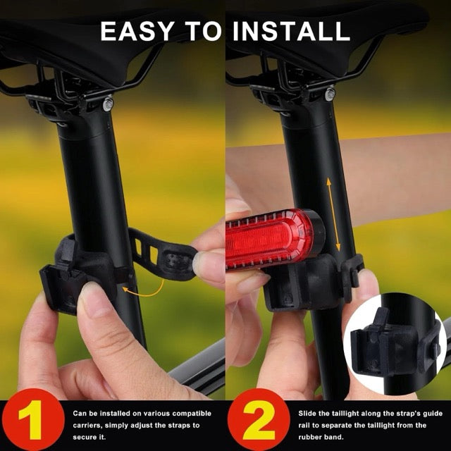 USB Rechargeable Bicycle Rear Lights for Skateboards Strollers and Wheelchairs