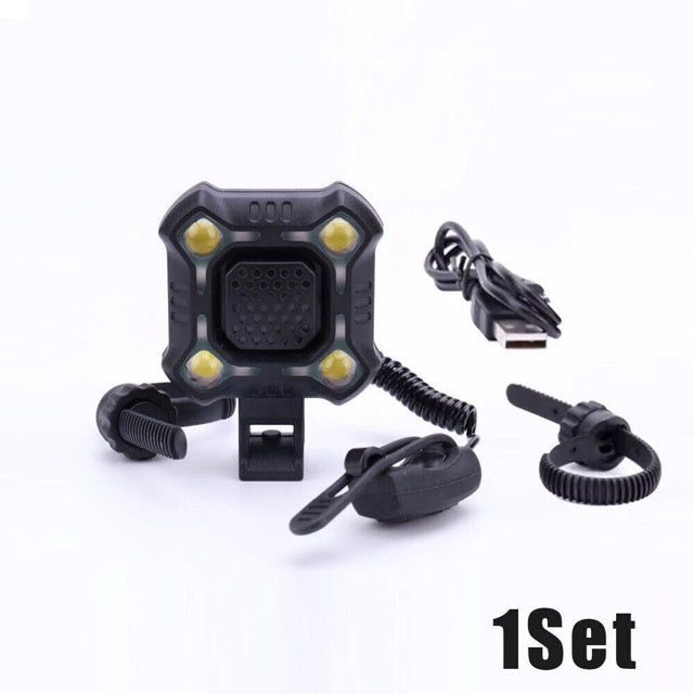 Bicycle Horn Bike Lighting Bicycle Horn 140dB Headlights Waterproof USB Charging