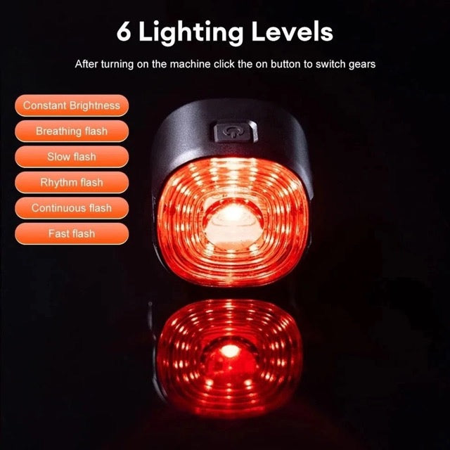 Mountain Bike Cycling LED Tail Light USB Rechargeable Bicycle Brake Rear Light