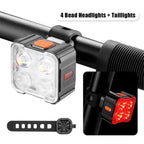 4PCS Rechargeable Bike Light Sets, Front and Rear LED Bicycle Lights