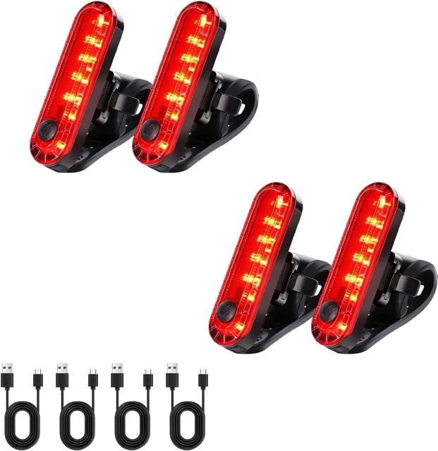 USB Rechargeable Bicycle Rear Lights for Skateboards Strollers and Wheelchairs